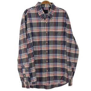 Charleston Threads Mens XL‎ Plaid Button Down Shirt Cotton Blue Red Grey NWOT